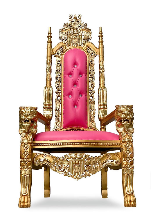 Throne Chair (Pink with Gold Trim)