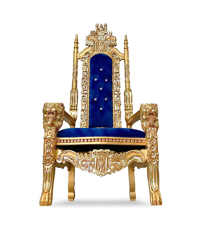 Throne Chair (Blue with Gold Trim)